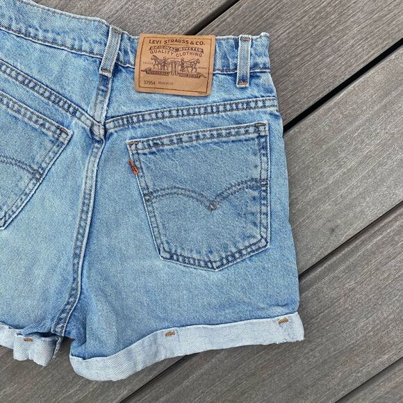Made in USA Levis 954 Vtg Highwaisted Denim Jean Shorts 25 26 Womens Ora… - Picture 4 of 7